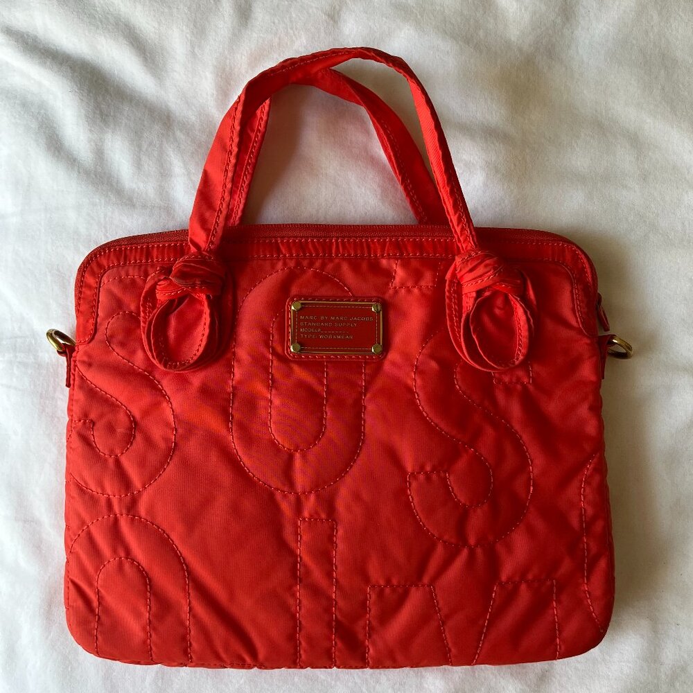Marc Jacobs Red Signature Quilted Laptop Bag